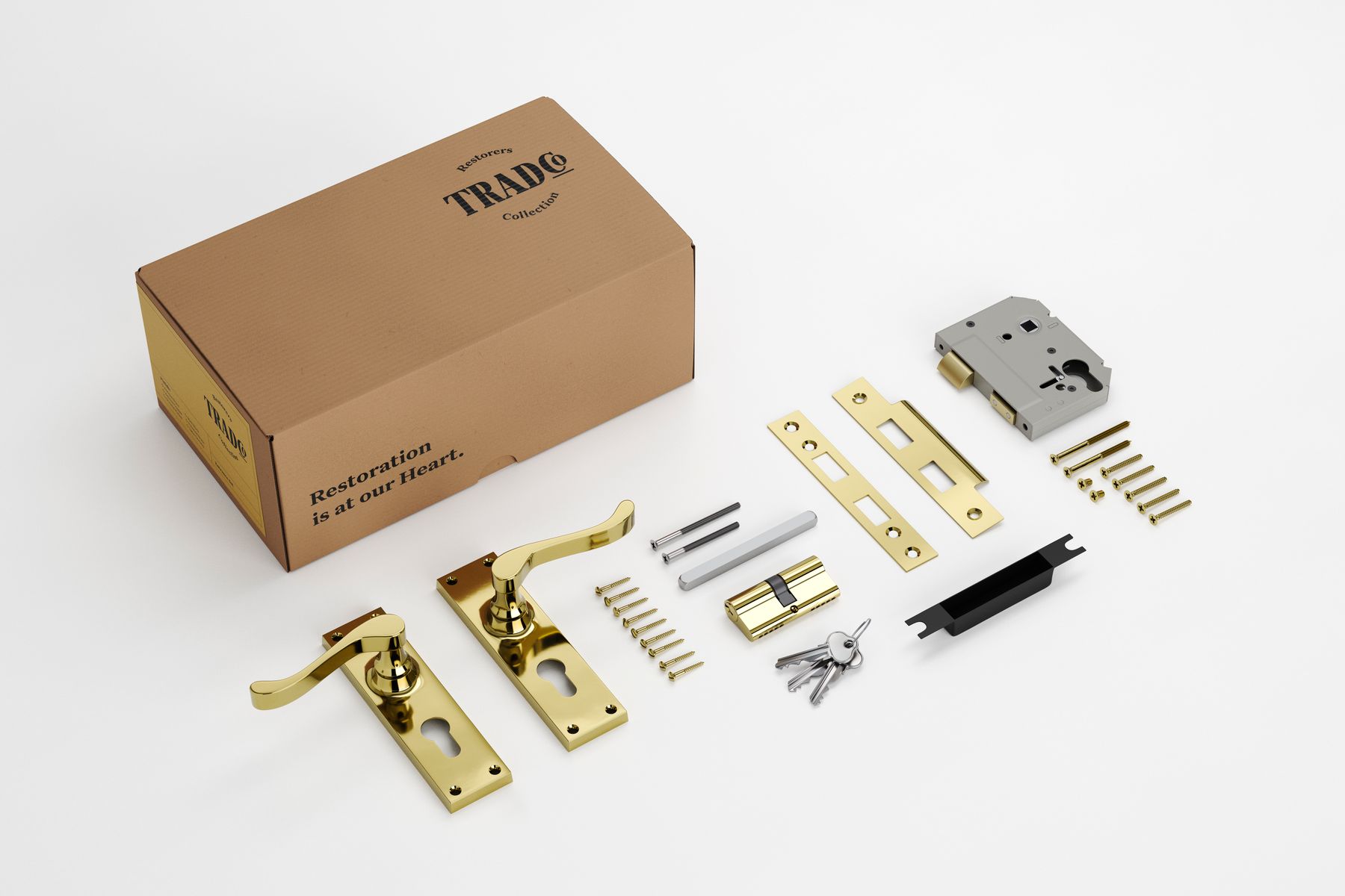 Victorian Lever - Long Backplate Entrance Set with High Security Lock