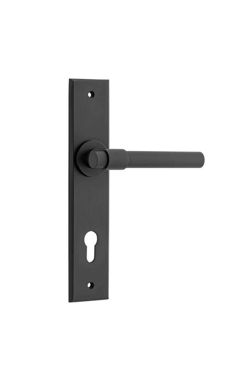 12904E85 - Helsinki Lever - Chamfered Backplate - Matt Black - Entrance