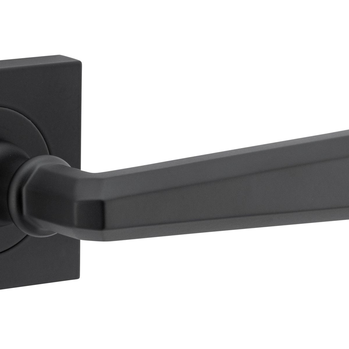 21193KIBPRIV60 - Copenhagen Lever - Square Rose (Inbuilt Privacy) - Matt Black - Privacy