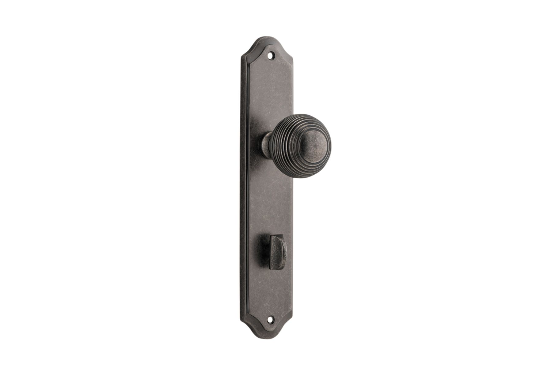 13830P85 - Guildford Knob - Shouldered Backplate - Distressed Nickel - Privacy