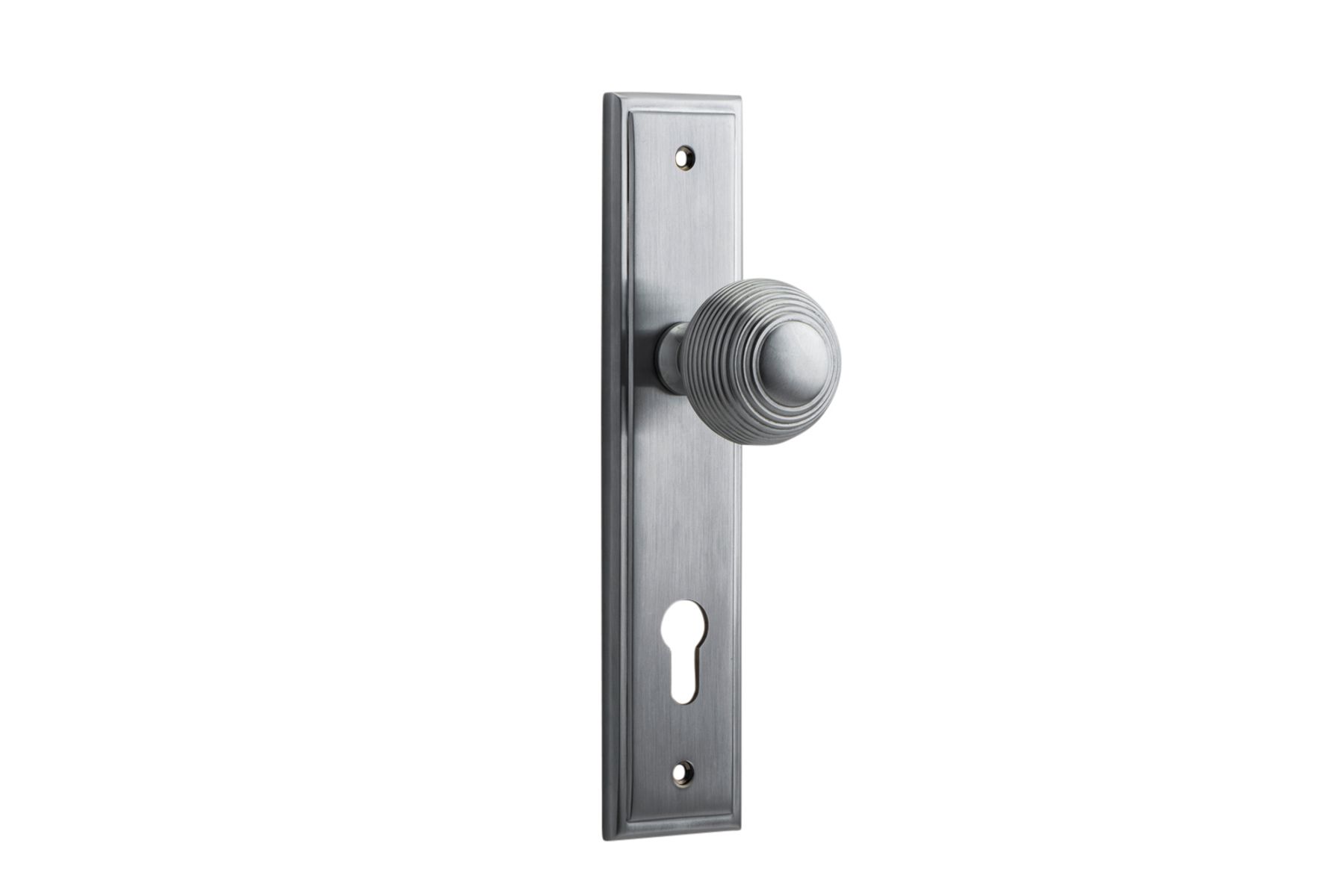 12342E85 - Guildford Knob - Stepped Backplate - Brushed Chrome - Entrance