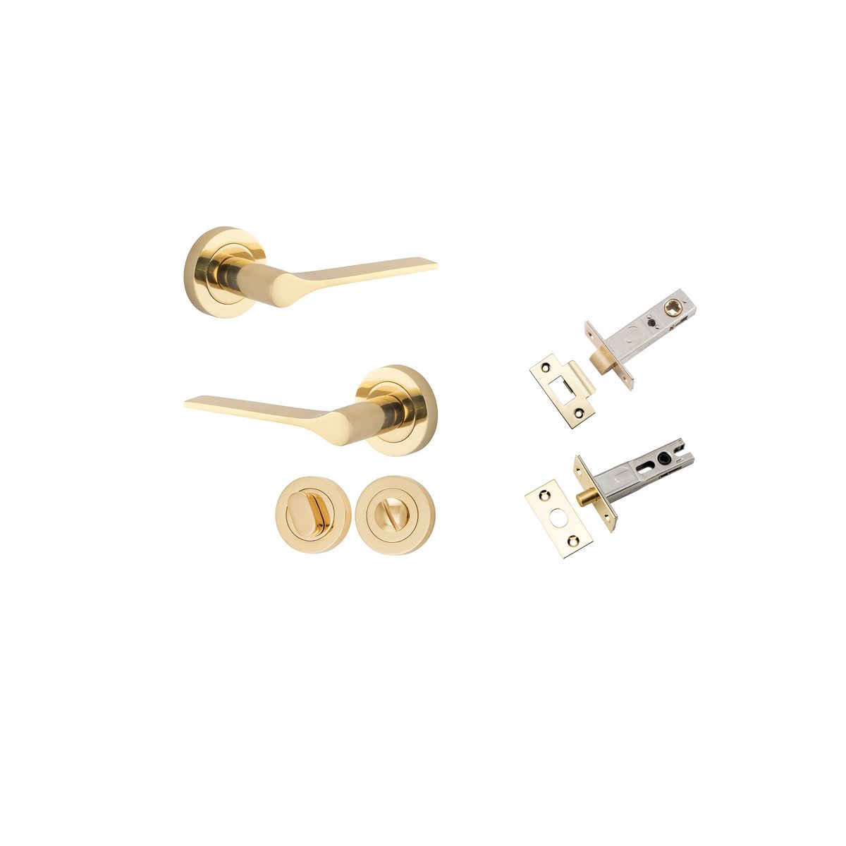 0360KPRIV60 - Como Lever - Round Rose Privacy Kit - Polished Brass - Privacy