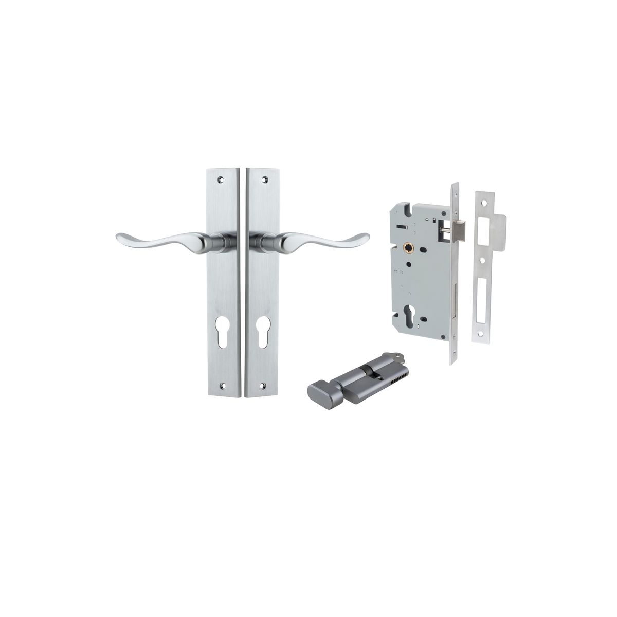 12420KENTR60KT - Stirling Lever - Rectangular Backplate Entrance Kit with High Security Lock - Brushed Chrome - Entrance