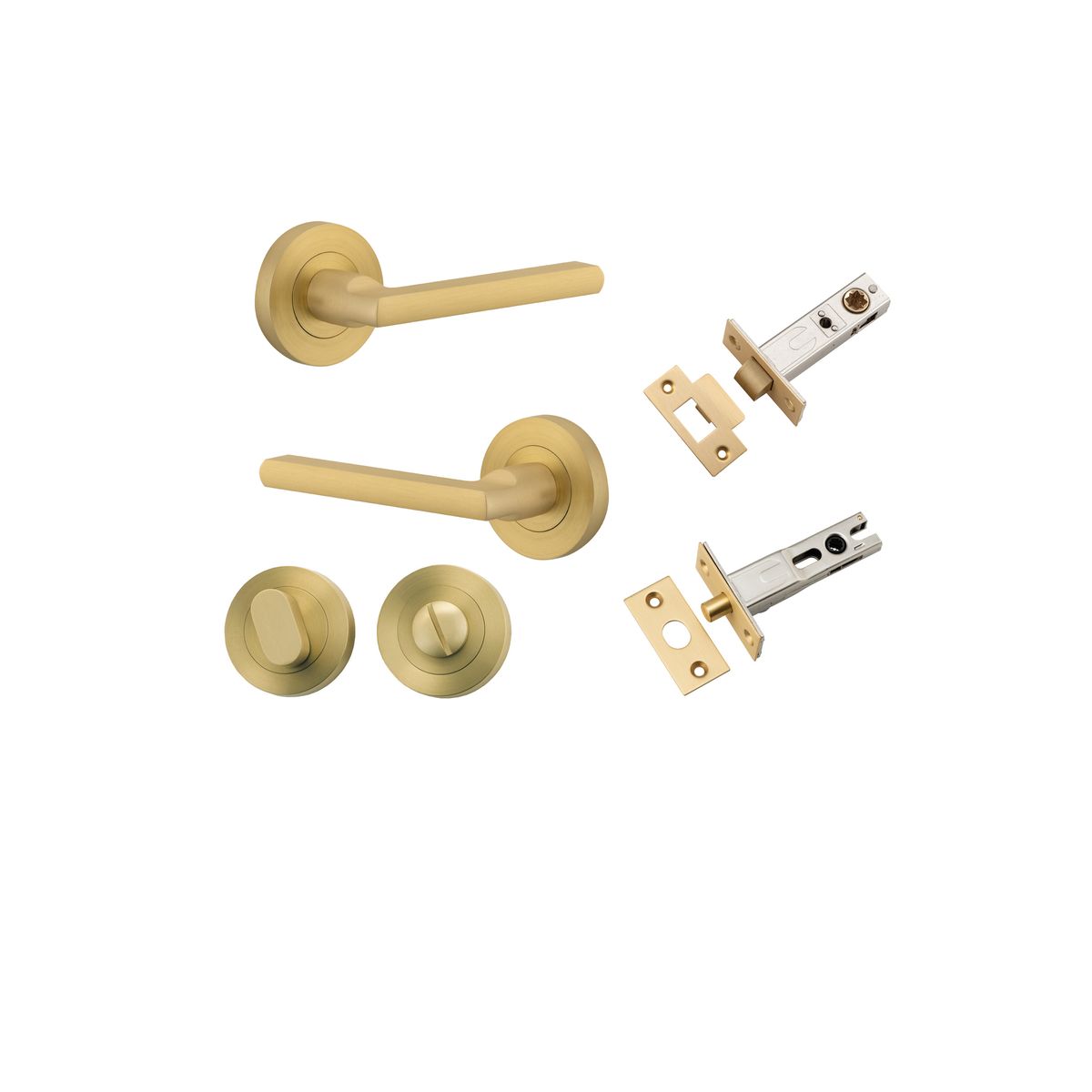 16274KPRIV60 - Baltimore Lever - Round Rose Privacy Kit with Separate Privacy Turn - Brushed Gold PVD - Privacy