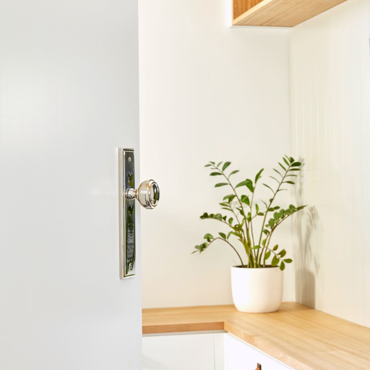 14320 - Paddington Knob - Rectangular Backplate - Polished Nickel - Passage