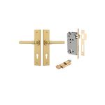 16404KENTR60KT - Helsinki Lever - Chamfered Backplate Entrance Kit with High Security Lock - Brushed Gold PVD - Entrance