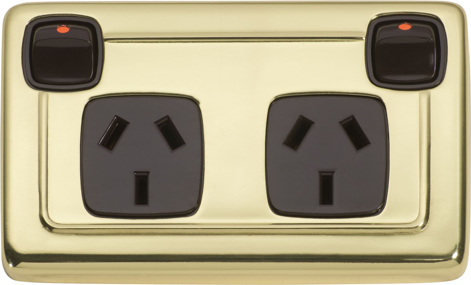 Socket For Rocker Switch 2 Gang Flat Plate Rocker Switches with Double Socket - Polished Brass ...
