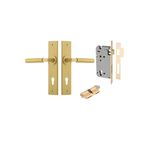 16394KENTR60KK - Berlin Lever - Chamfered Backplate Entrance Kit with High Security Lock - Brushed Gold PVD - Entrance