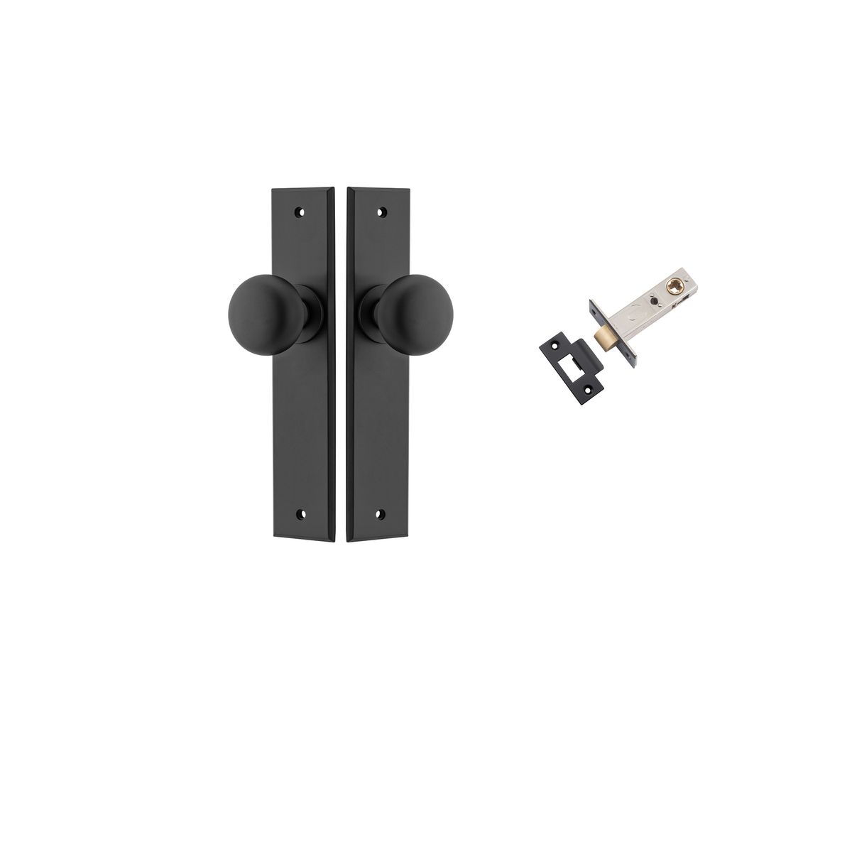 12946KPASS60 - Cambridge Knob - Chamfered Backplate Passage Kit - Matt Black - Passage