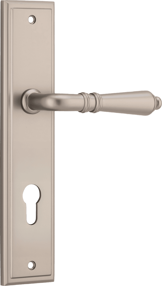 14736E85 - Sarlat Lever - Stepped Backplate - Satin Nickel - Entrance