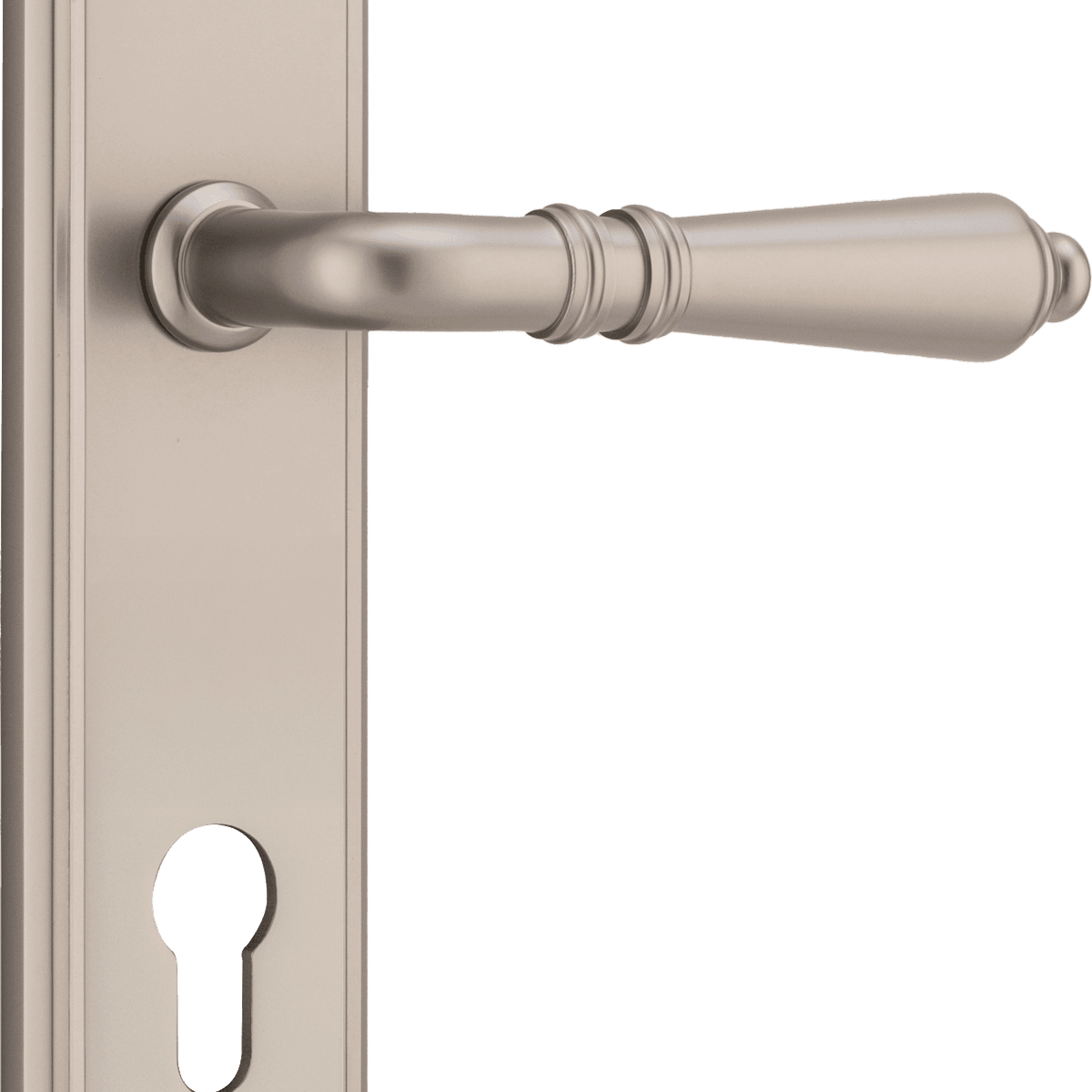 14736E85 - Sarlat Lever - Stepped Backplate - Satin Nickel - Entrance