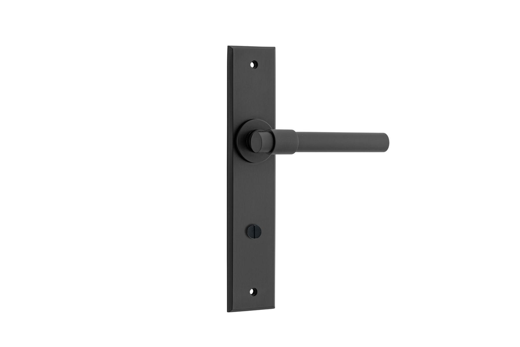 12904P85 - Helsinki Lever - Chamfered Backplate - Matt Black - Privacy