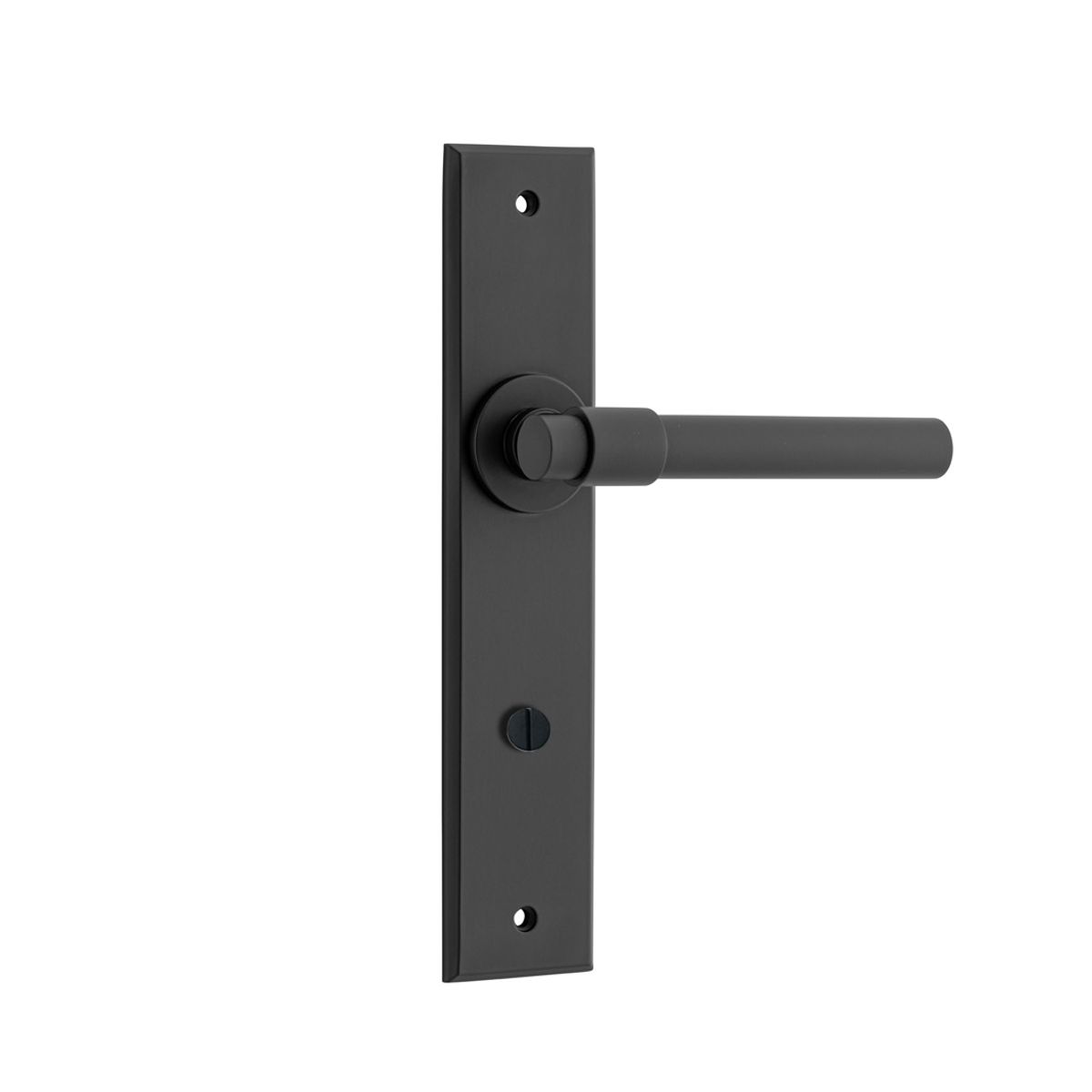 12904P85 - Helsinki Lever - Chamfered Backplate - Matt Black - Privacy
