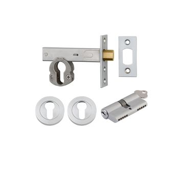 Euro Mortice Deadbolt Kit - 70mm Backset with Round Euro Escutcheon Key/Key