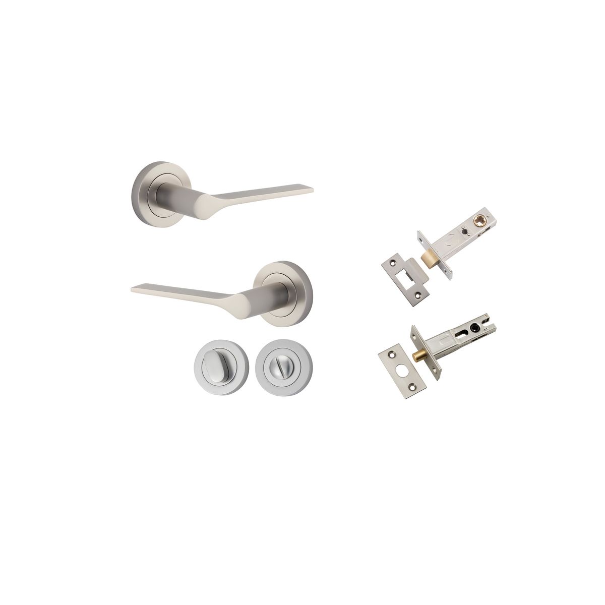 0369KPRIV60 - Como Lever - Round Rose Privacy Kit - Satin Nickel - Privacy