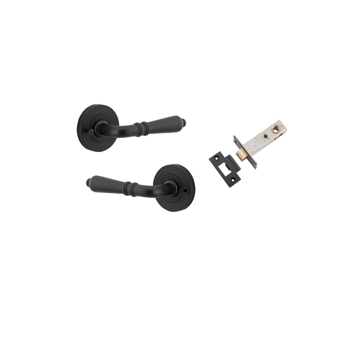9203KIBPRIV60 - Sarlat Lever - Round Rose (Inbuilt Privacy) - Matt Black - Privacy