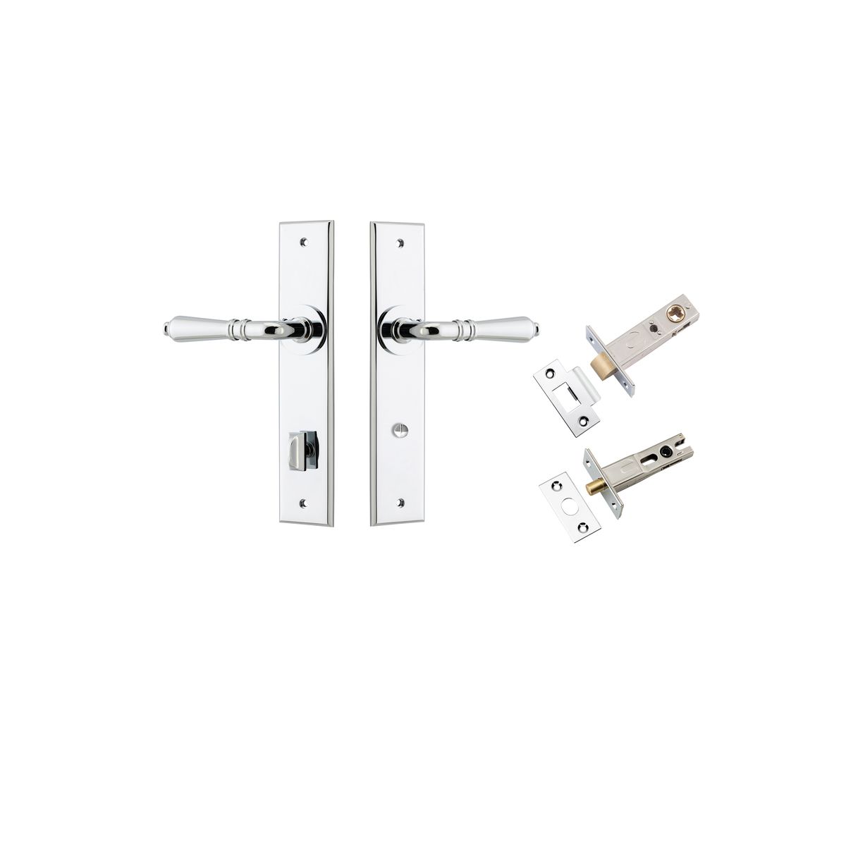 11780KPRIV60 - Sarlat Lever - Chamfered Backplate Privacy Kit with Privacy Turn - Polished Chrome - Privacy