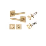 0458KPRIV60 - Baltimore Lever - Square Rose Privacy Kit with Separate Privacy Turn - Brushed Brass - Privacy