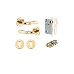 9200KENTR60KK - Sarlat Lever - Round Rose Entrance Kit with Separate High Security Lock - Polished Brass - Entrance