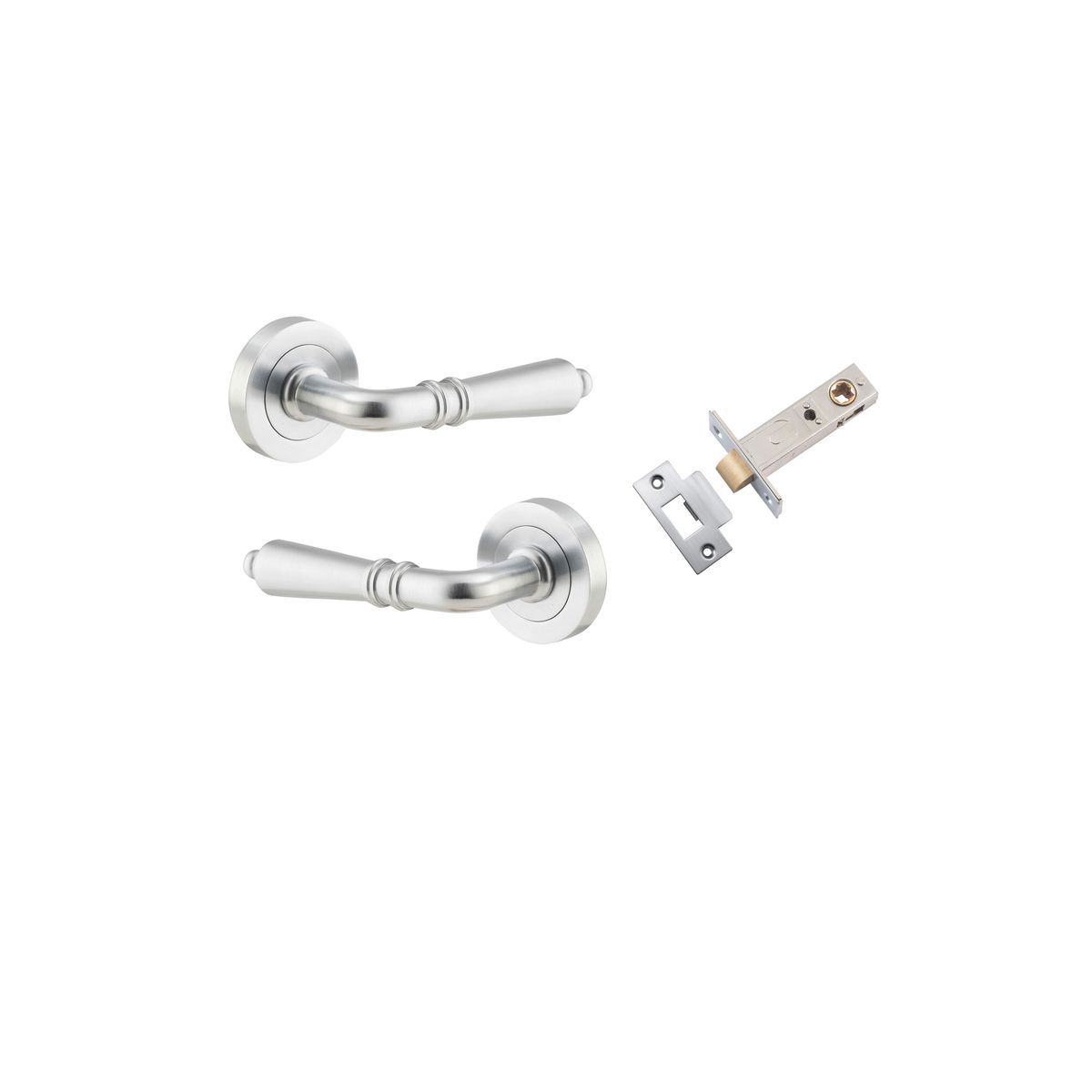 9205KPASS60 - Sarlat Lever - Round Rose Passage Kit - Brushed Chrome - Passage