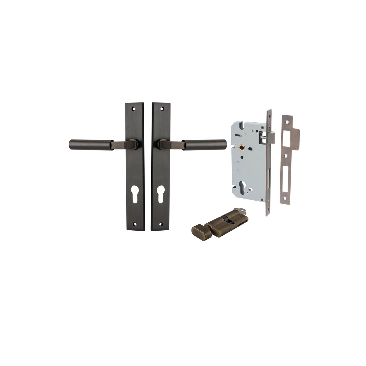 10750KENTR60KT - Berlin Lever - Rectangular Backplate Entrance Kit with High Security Lock - Signature Brass - Entrance
