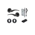 9223KENTR60KK - Oxford Lever - Round Rose Entrance Kit with Separate High Security Lock - Matt Black - Entrance