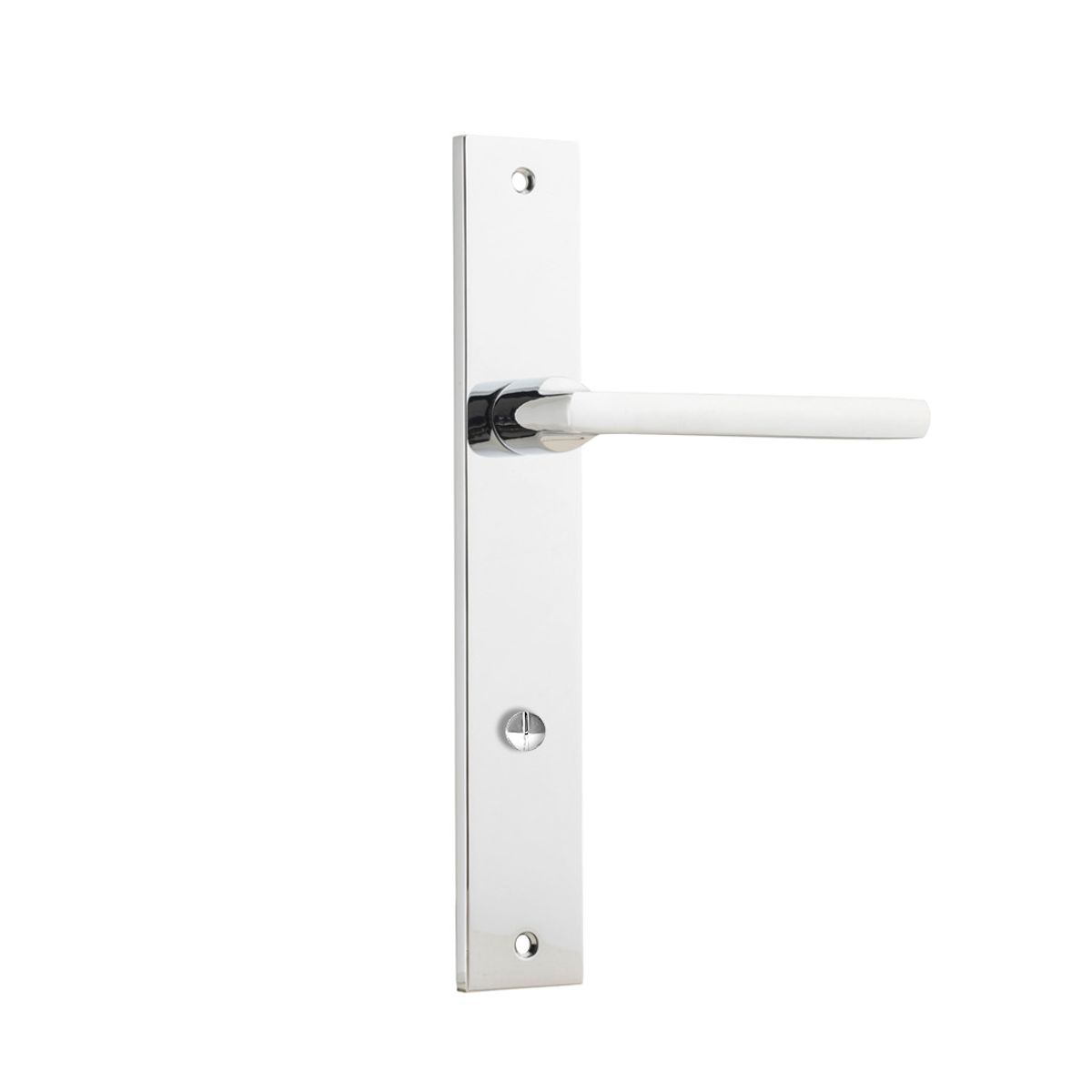 11702P85 - Baltimore Lever - Rectangular Backplate - Polished Chrome - Privacy