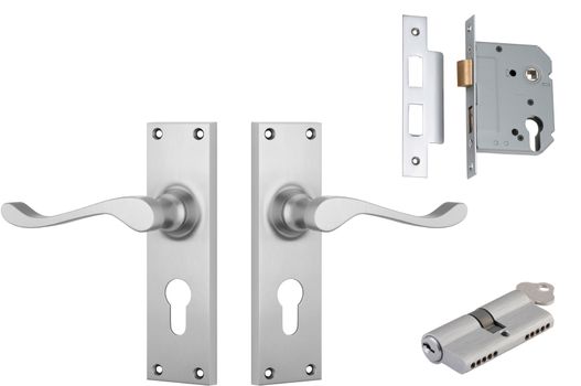 Victorian Lever - Long Backplate Entrance Set with High Security Lock