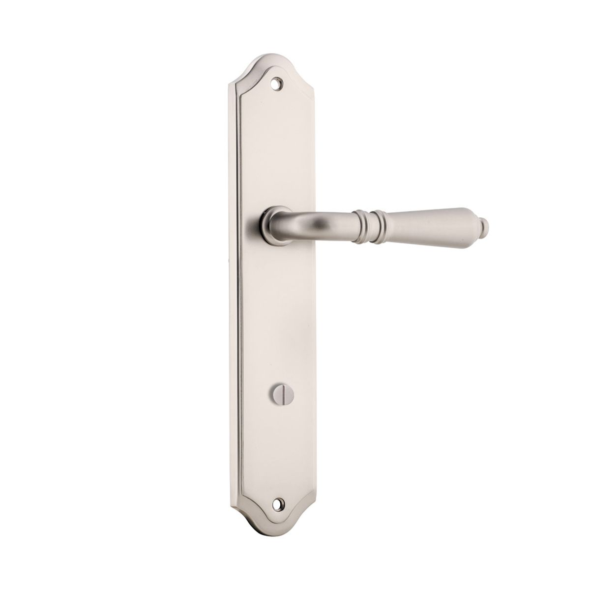 14712P85 - Sarlat Lever - Shouldered Backplate - Satin Nickel - Privacy