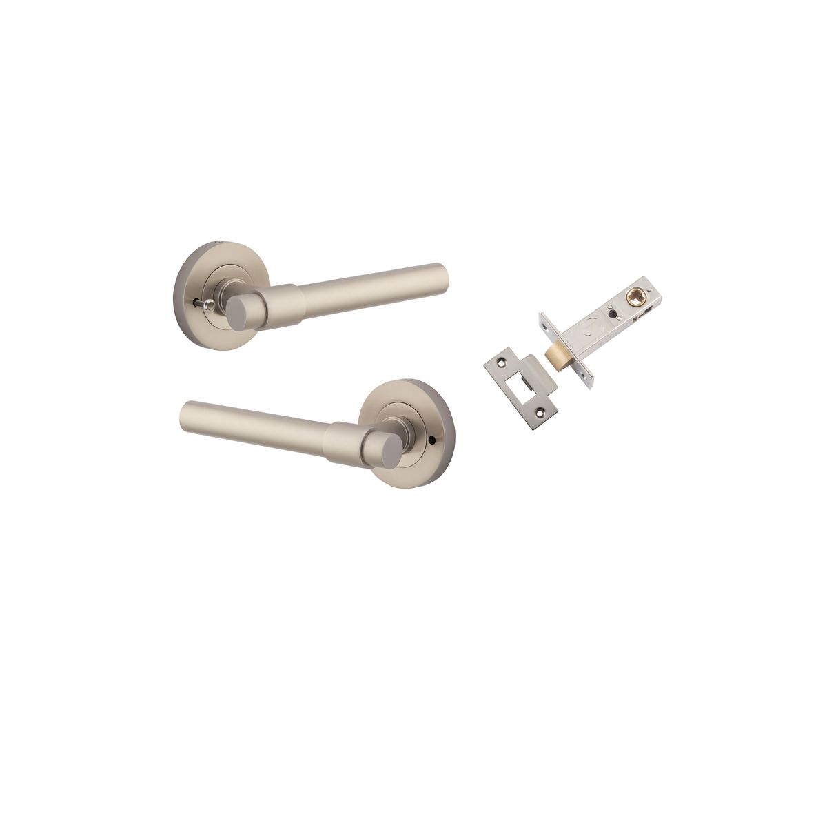 20629KIBPRIV60 - Helsinki Lever - Round Rose (Inbuilt Privacy) - Satin Nickel - Privacy