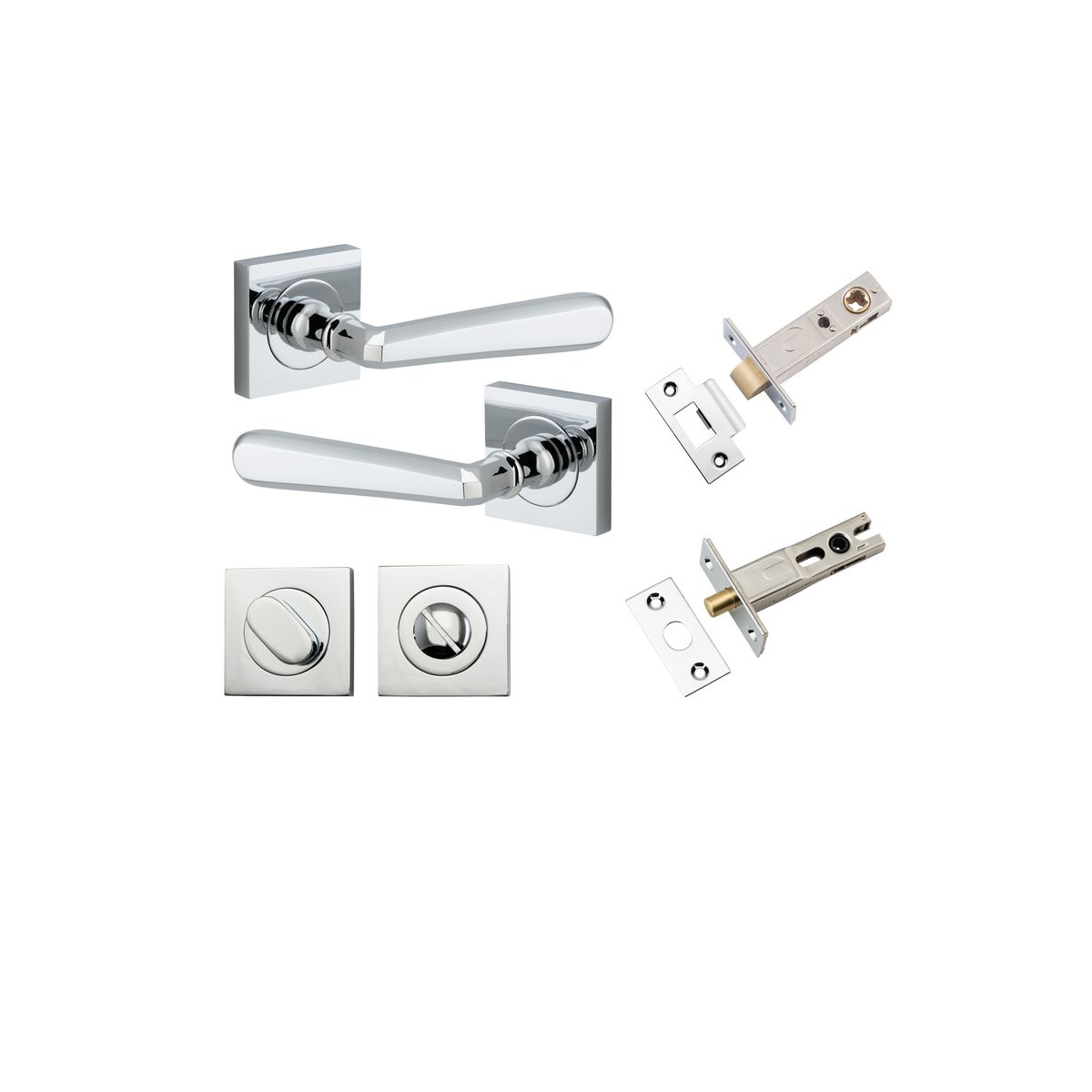 21194KPRIV60 - Copenhagen Lever - Square Rose Privacy Kit with Separate Privacy Turn - Polished Chrome - Privacy