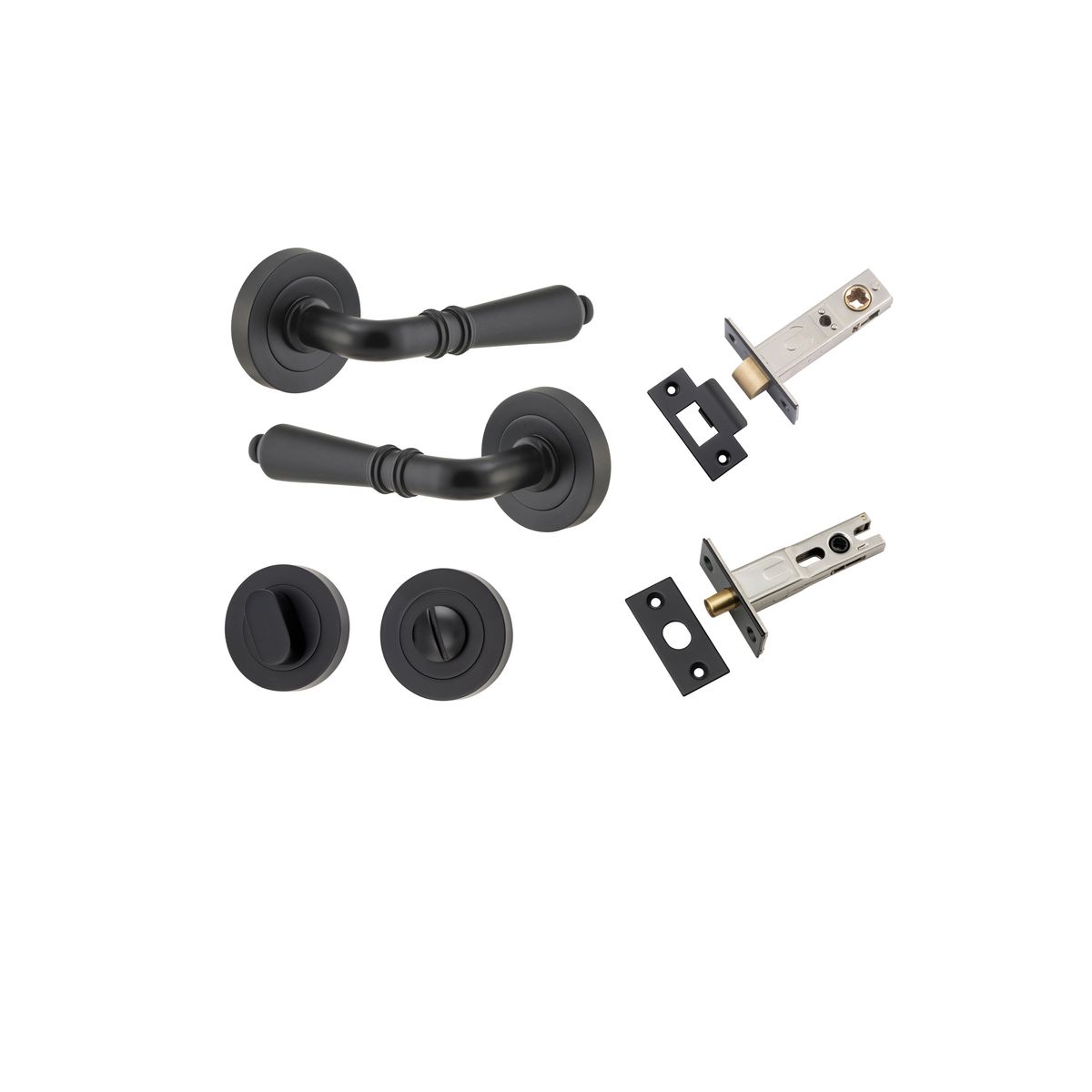 9203KPRIV60 - Sarlat Lever - Round Rose Privacy Kit with Separate Privacy Turn - Matt Black - Privacy