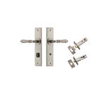 13780KPRIV60 - Sarlat Lever - Chamfered Backplate Privacy Kit with Privacy Turn - Distressed Nickel - Privacy