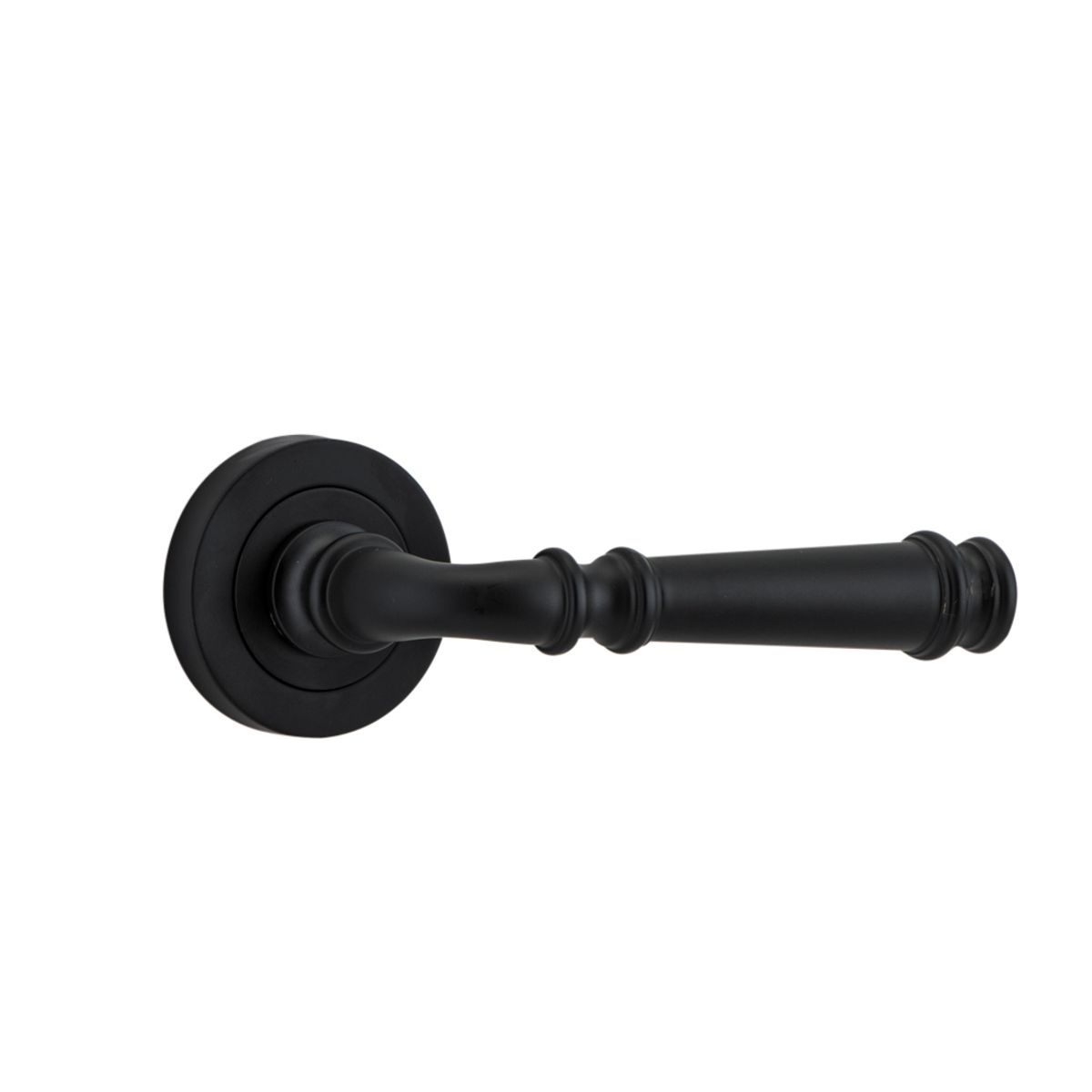 0313 - Verona Lever - Round Rose - Matt Black - Passage