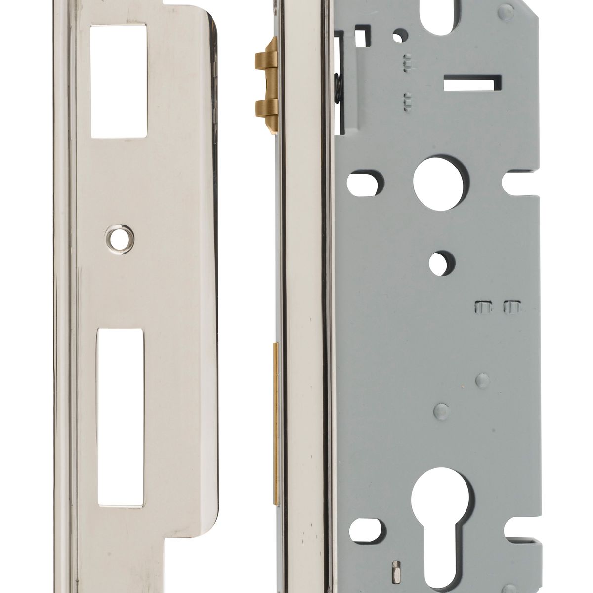 6096 - Rebated 85mm Euro Roller Mortice Locks - 45mm Backset - Polished Nickel
