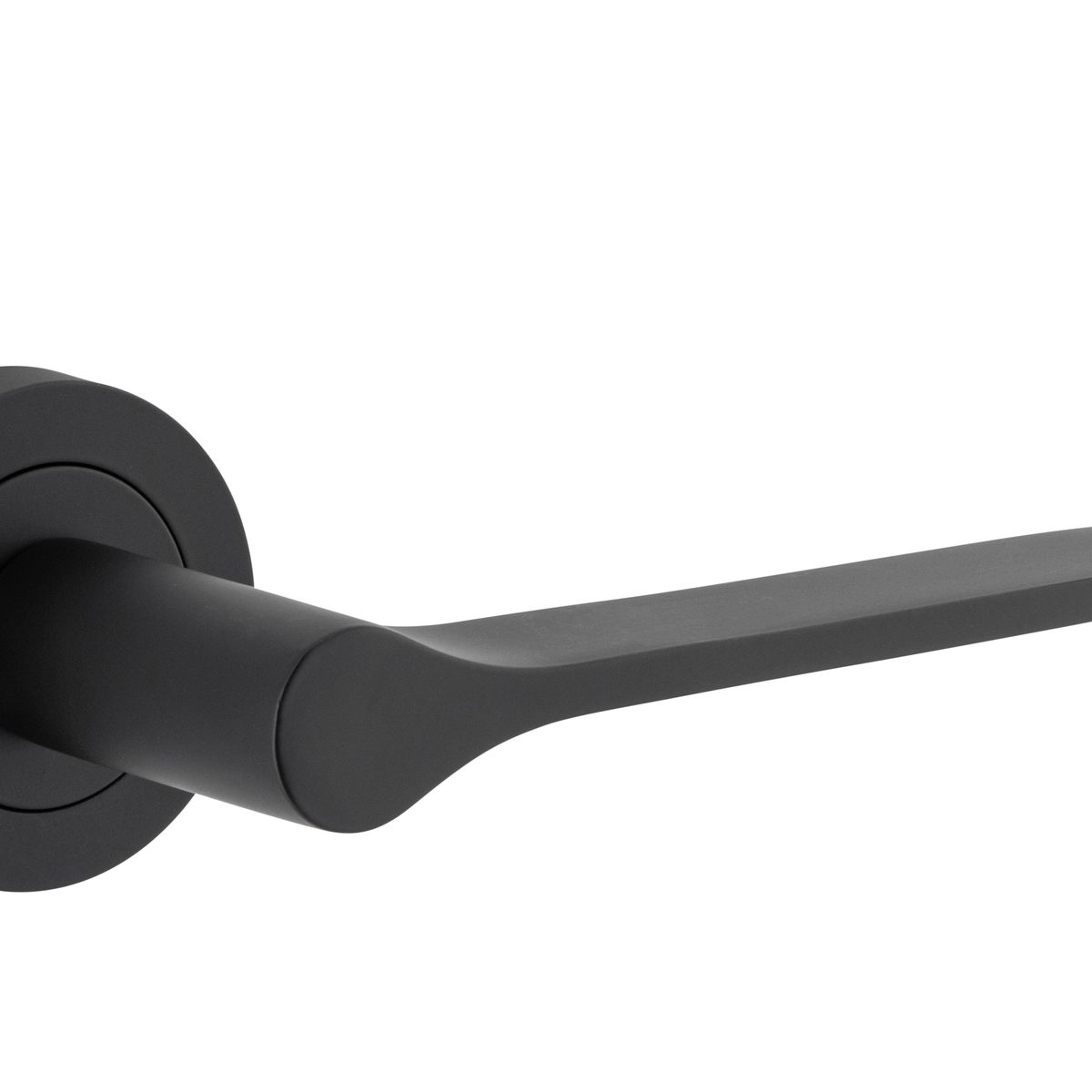0363 - Como Lever - Round Rose - Matt Black - Passage