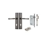 13742KENTR60KK - Verona Lever - Stepped Backplate Entrance Kit with High Security Lock - Distressed Nickel - Entrance