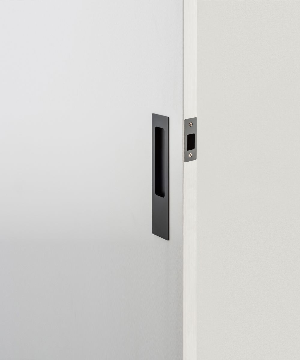 21413 - Rectangular Sliding Door Pull Passage Kit - Matt Black - Passage