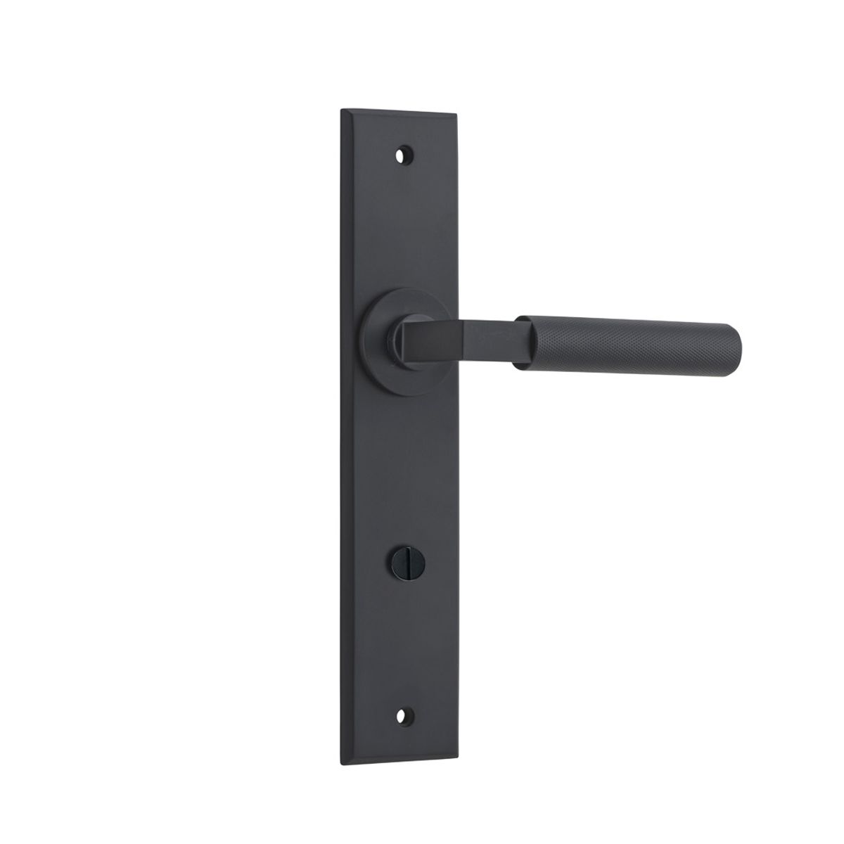 12796P85 - Brunswick Lever - Chamfered Backplate - Matt Black - Privacy