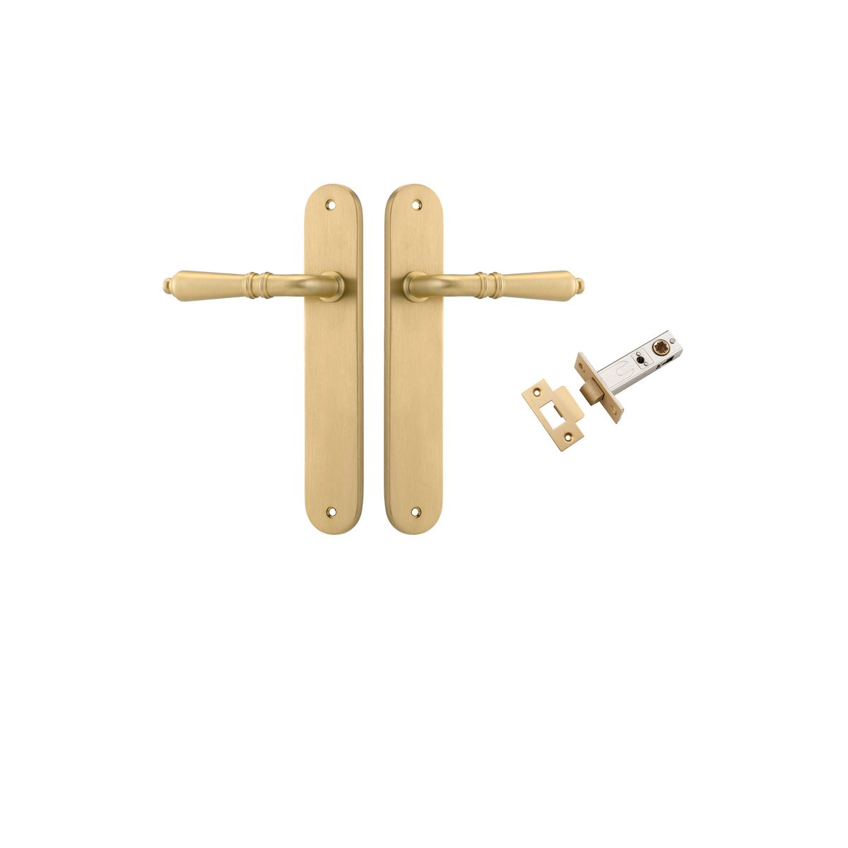 16224KPASS60 - Sarlat Lever - Oval Backplate Passage Kit - Brushed Gold PVD - Passage