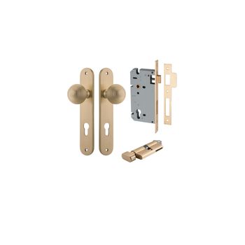 Guildford Knob - Oval Backplate Entrance Kit with High Security Lock