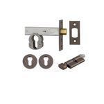 22550K70KTER - Euro Mortice Deadbolt Kit - 70mm Backset with Round Euro Escutcheon Key/Thumb - Signature Brass - Entrance