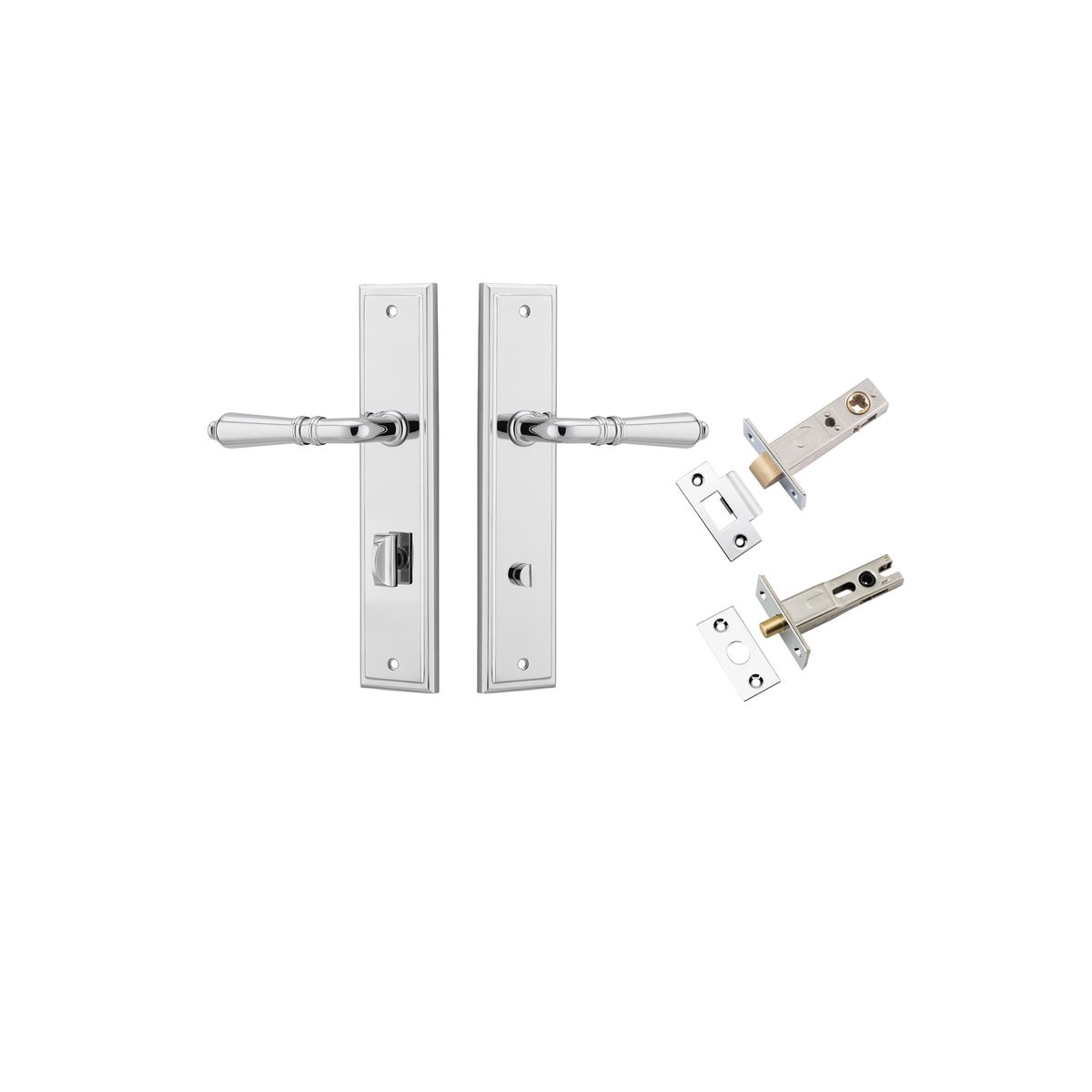 11736KPRIV60 - Sarlat Lever - Stepped Backplate Privacy Kit - Polished Chrome - Privacy