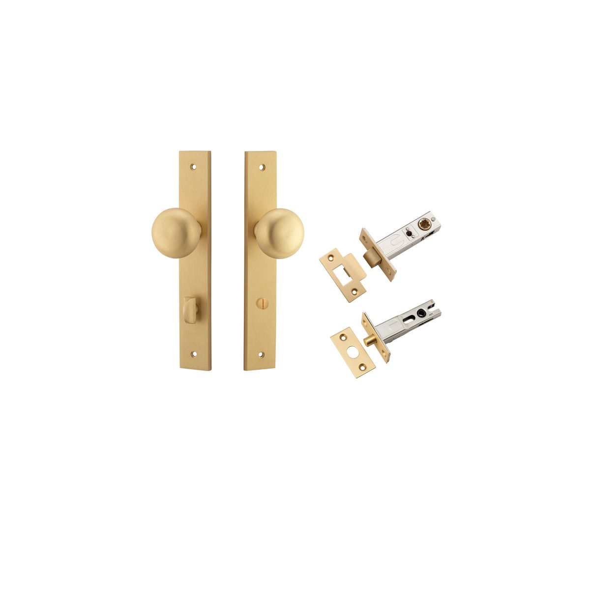 15322KPRIV60 - Cambridge Knob - Rectangular Backplate Privacy Kit with Privacy Turn - Brushed Brass - Privacy