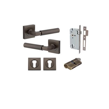 Berlin Lever - Square Rose Entrance Kit with High Security Lock