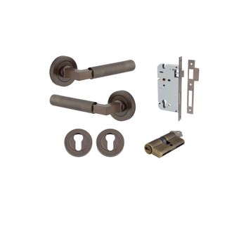 Brunswick Lever - Round Rose Entrance Kit with High Security Lock