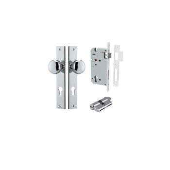 Cambridge Knob - Rectangular Backplate Entrance Kit with High Security Lock