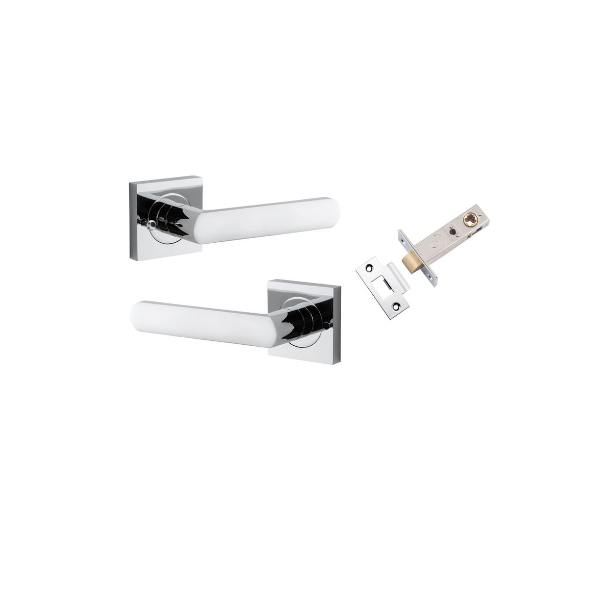 21184KIBPRIV60 - Osaka Lever - Square Rose (Inbuilt Privacy) - Polished Chrome - Privacy