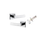 21184KIBPRIV60 - Osaka Lever - Square Rose (Inbuilt Privacy) - Polished Chrome - Privacy