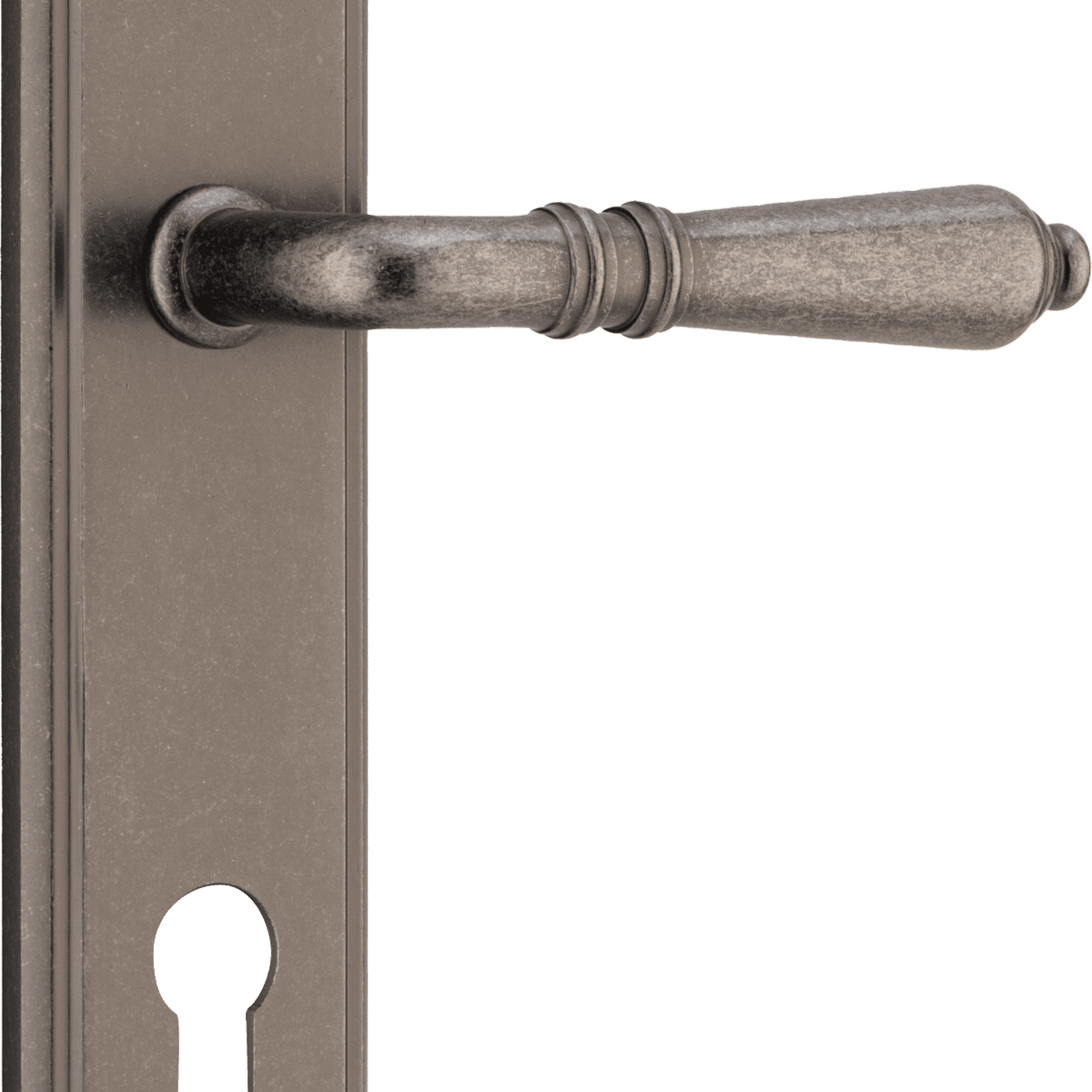 13736E85 - Sarlat Lever - Stepped Backplate - Distressed Nickel - Entrance